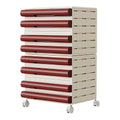 Mobile 8-Drawer Document Tower in Maroon and Cream