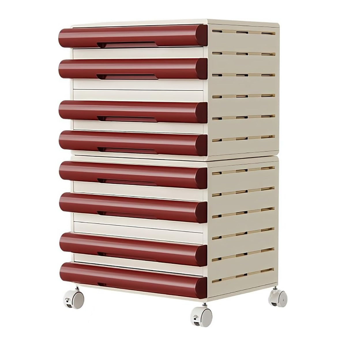 Mobile 8-Drawer Document Tower in Maroon and Cream
