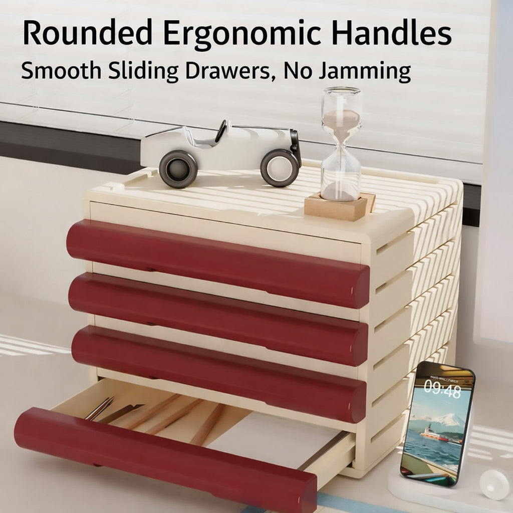 Mobile 8-Drawer Document Tower in Maroon and Cream