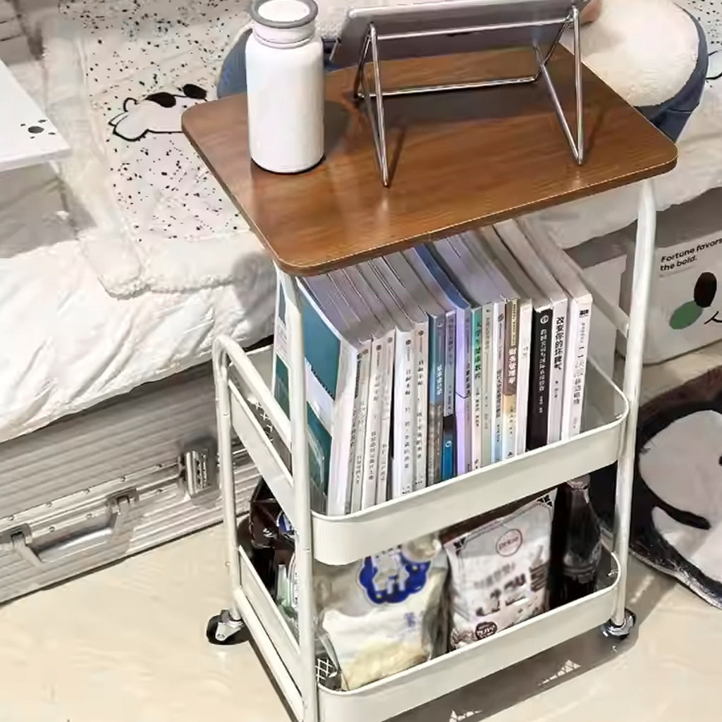 Mobile Coffee Cart Featuring a Mesh Storage Basket