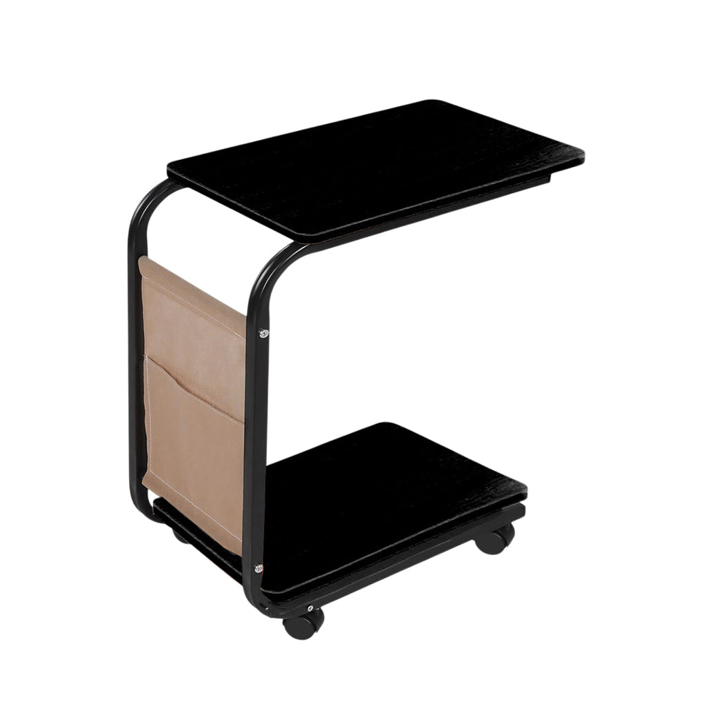Mobile Sofa Side Table Featuring Lockable Wheels