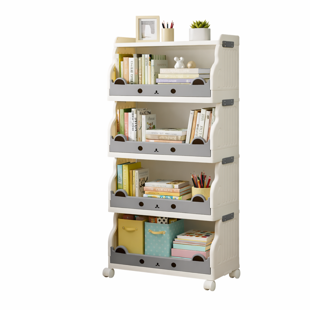 Cream Foldable Storage Cart in 3 or 4 Tiers