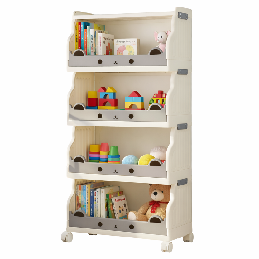Cream Foldable Storage Cart in 3 or 4 Tiers