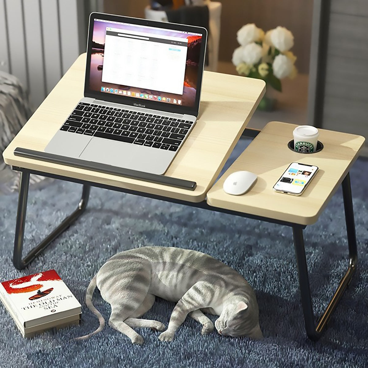 Adjustable Folding Lap Table with 5 Height Settings