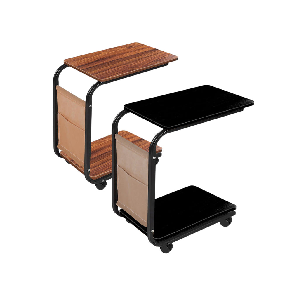 Mobile Sofa Side Table Featuring Lockable Wheels