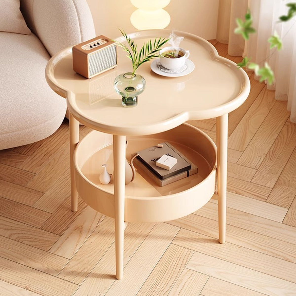 Two-Tier Clover-Shaped Side Table