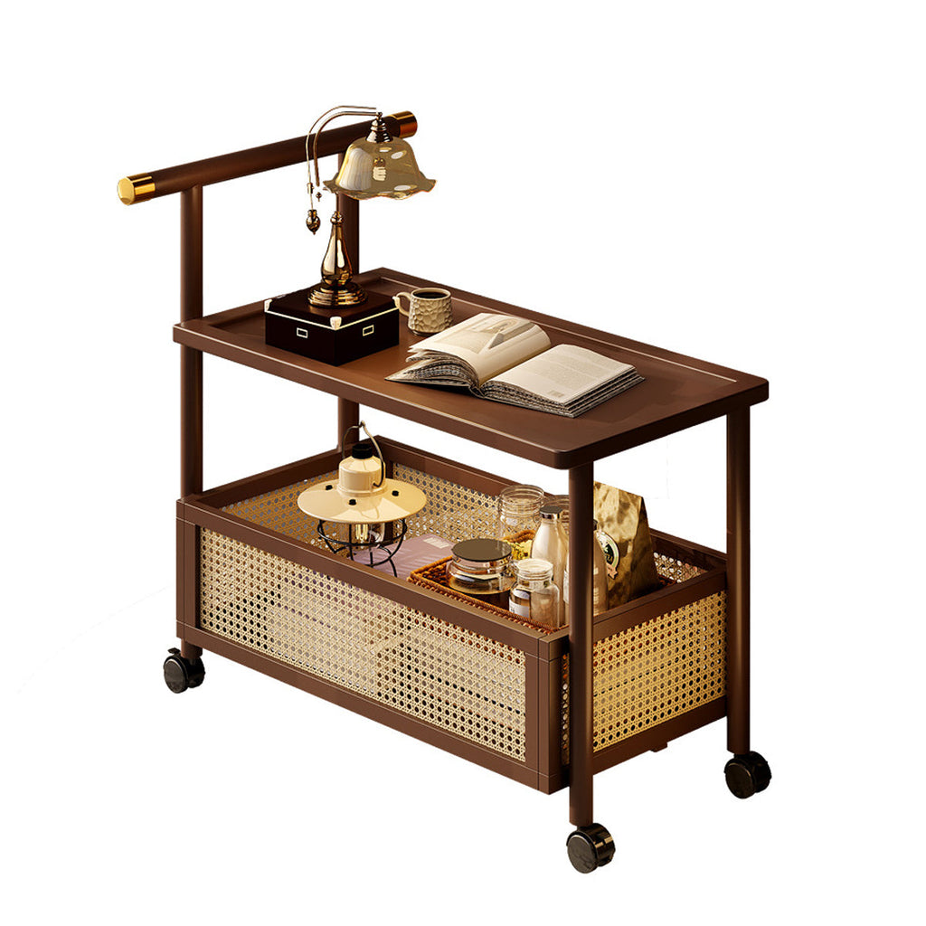 Mobile Bamboo Coffee Cart Featuring a Storage Shelf