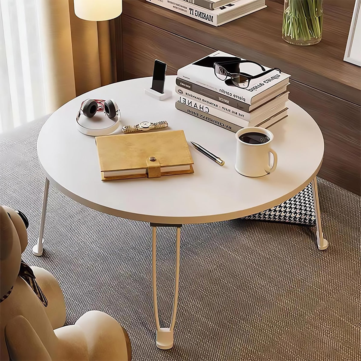 Round Foldable MDF Table with Lockable Legs