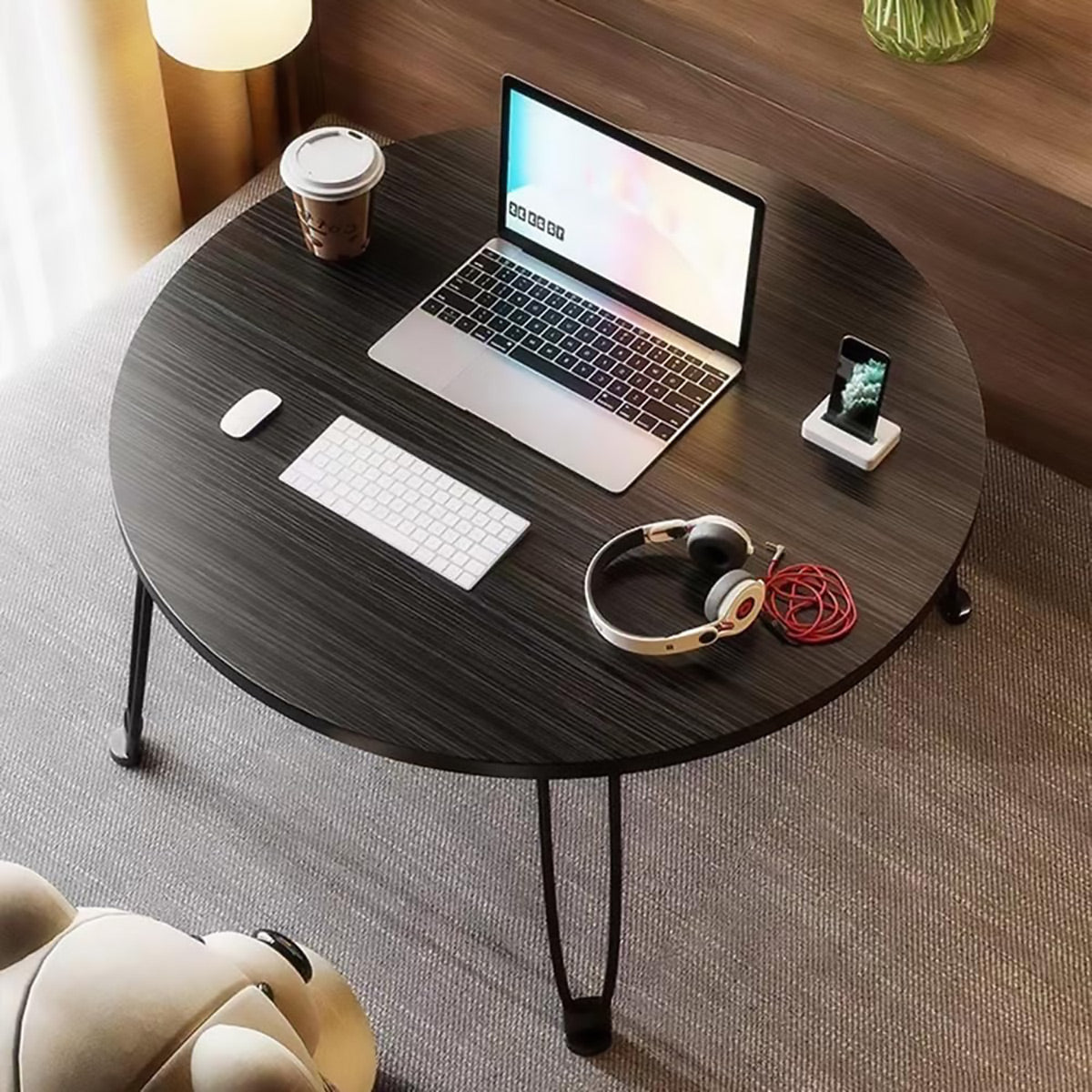 Round Foldable MDF Table with Lockable Legs