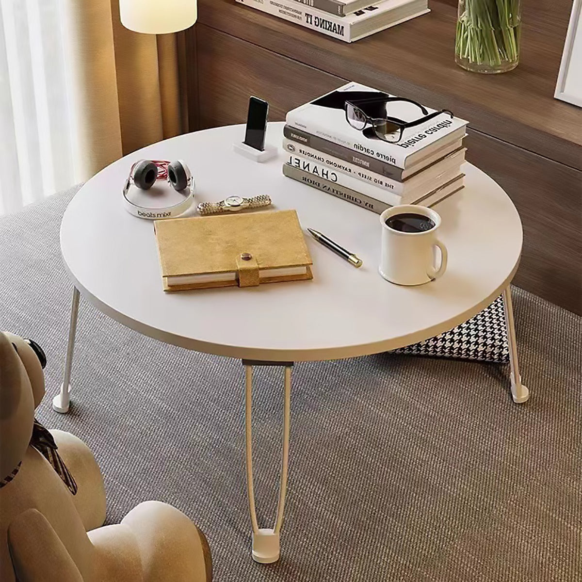 Round Foldable MDF Table with Lockable Legs