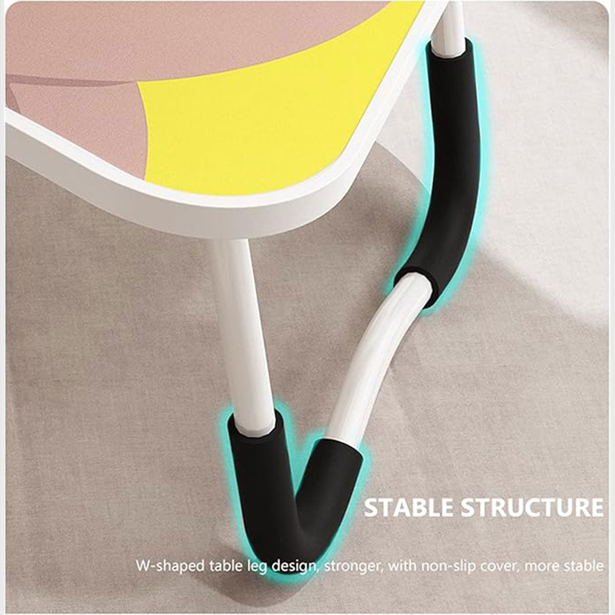 Foldable Bed Tray Table Featuring Cup and Tablet Slots