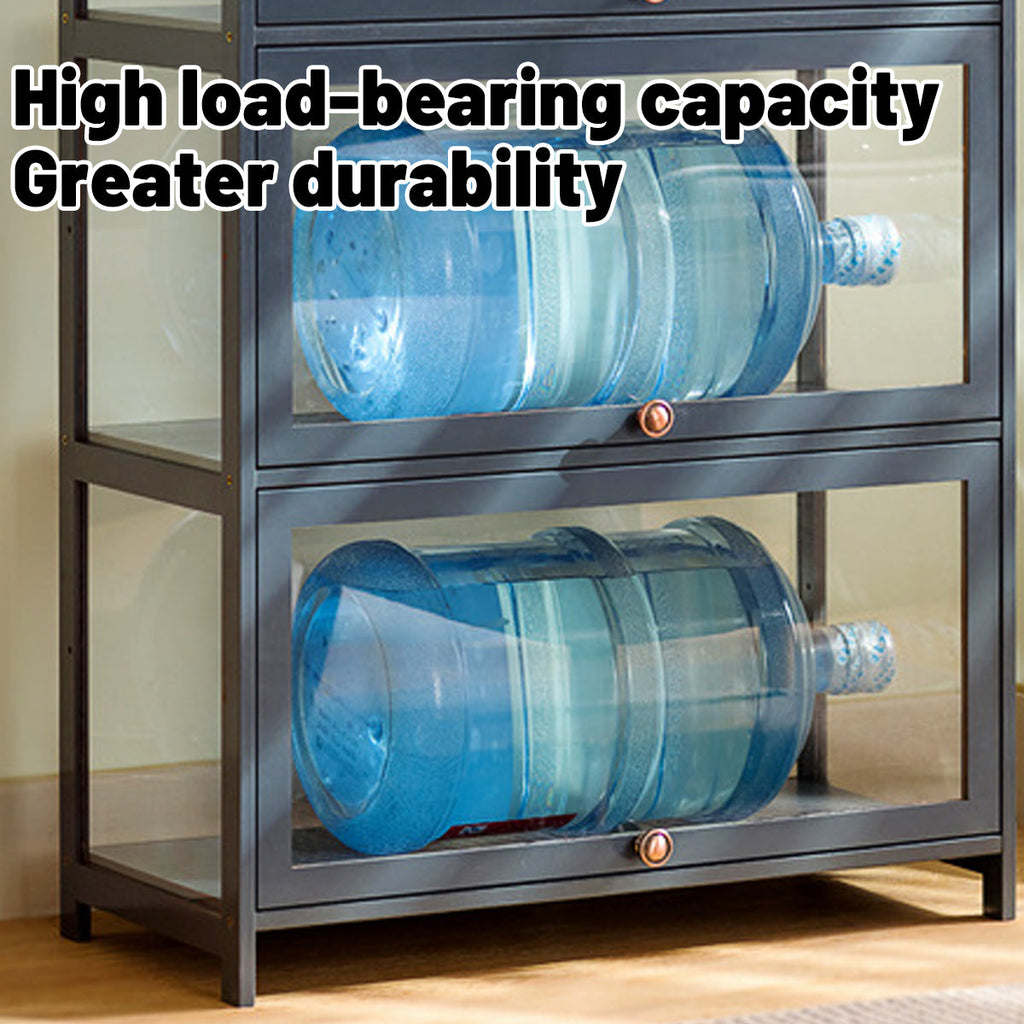 3 Tier Storage Shelf Unit 60x32x106cm Clear Door Durable for Kitchen Garage Use