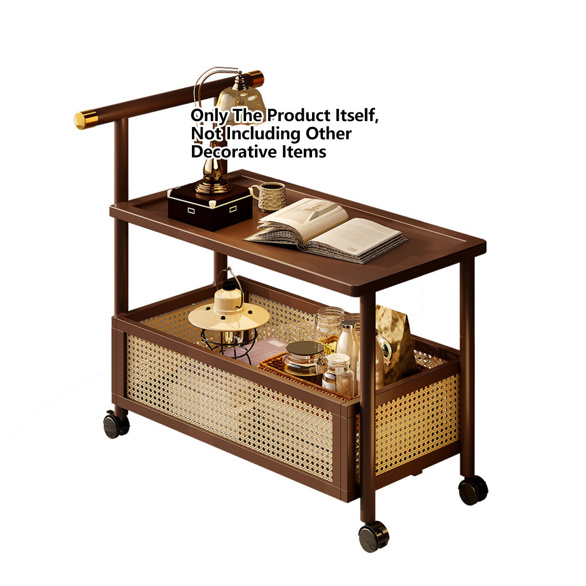 Mobile Bamboo Coffee Cart Featuring a Storage Shelf