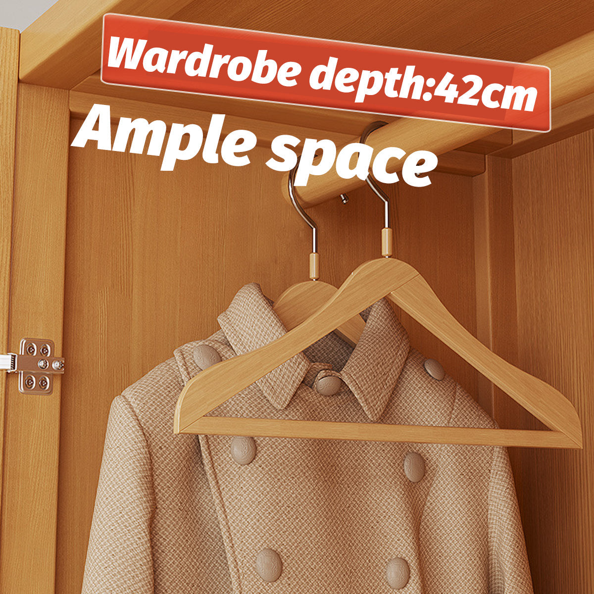 Minimalist Wardrobe with Doors Bamboo Durable for Bedroom Clothes Storage Use
