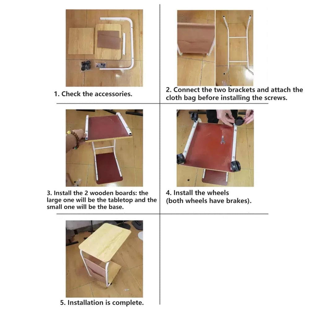 Mobile Sofa Side Table Featuring Lockable Wheels