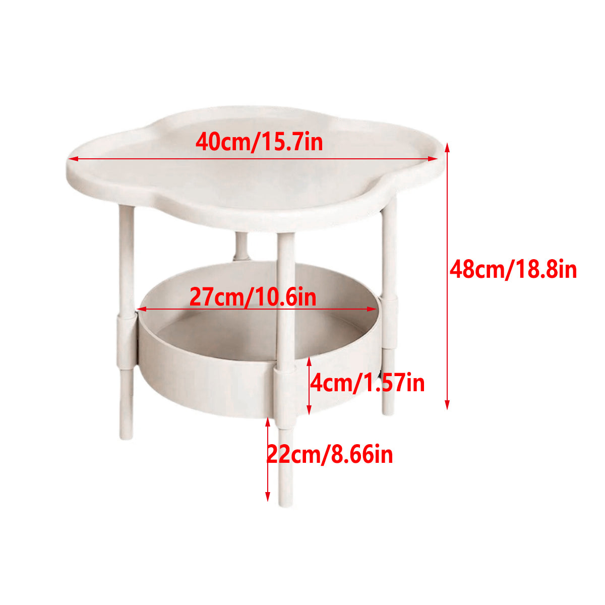 Two-Tier Clover-Shaped Side Table