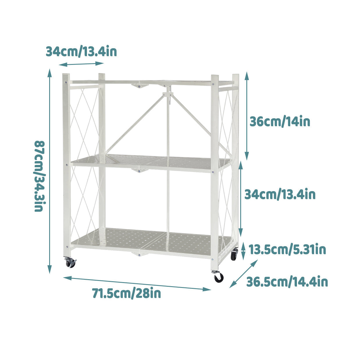 Ready-to-Use Foldable Kitchen Trolley on Wheels