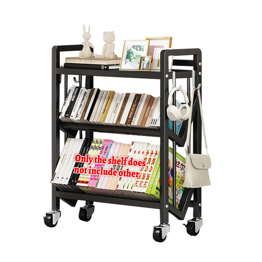 Mobile 3-Tier Steel Trolley Featuring Side Hooks