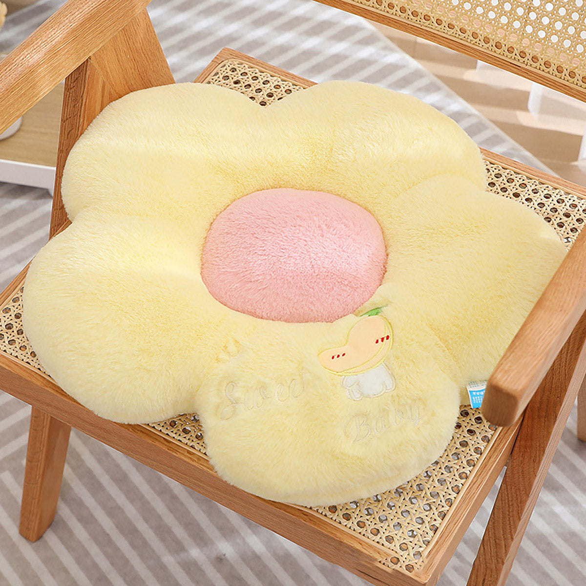Thick Padded Sunflower Plush Floor Cushion