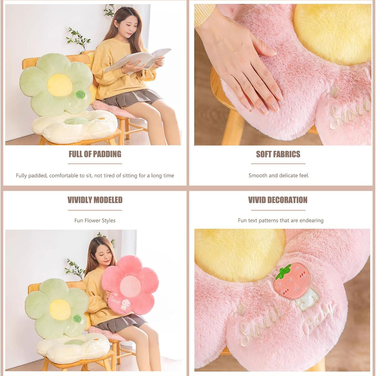 Thick Padded Sunflower Plush Floor Cushion