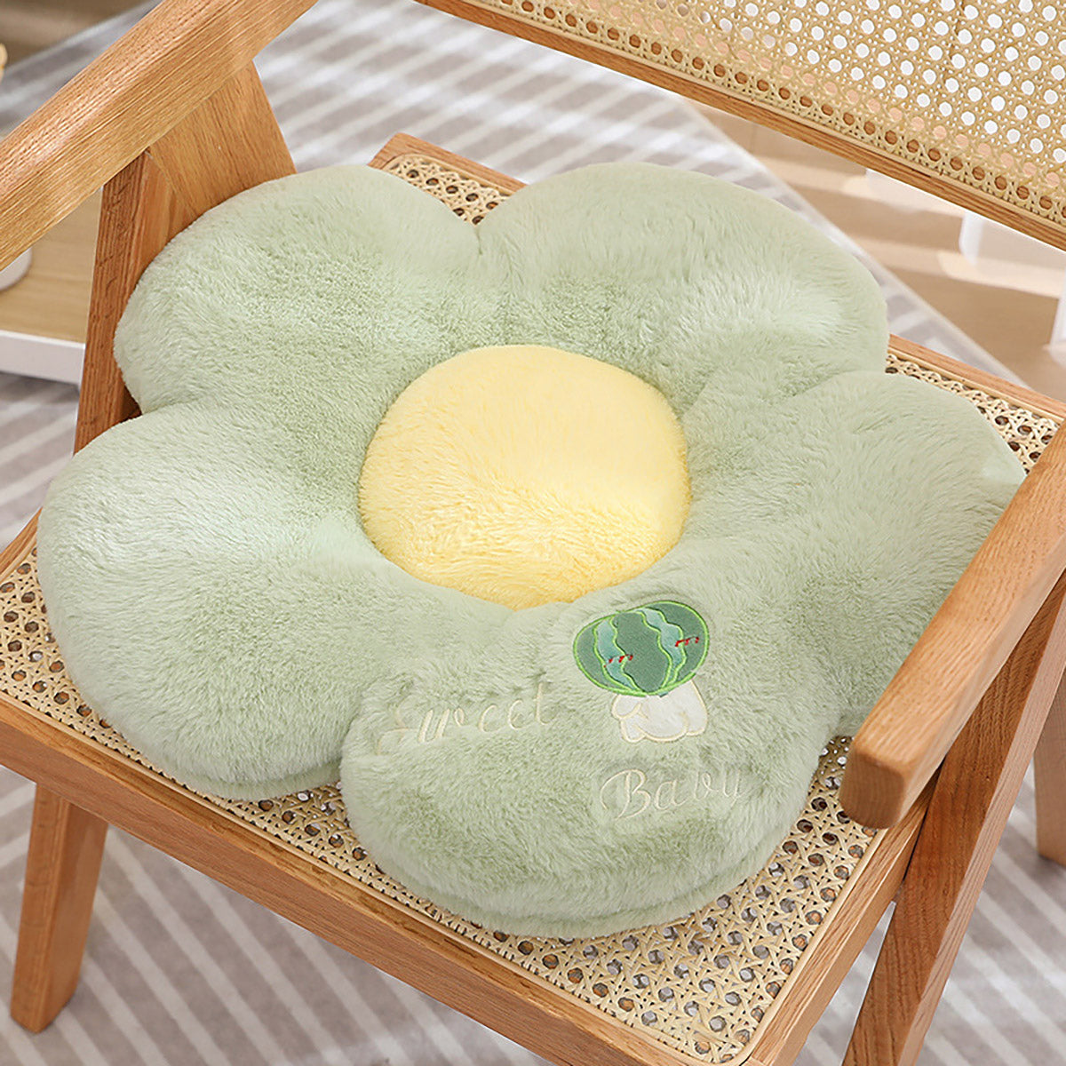 Thick Padded Sunflower Plush Floor Cushion
