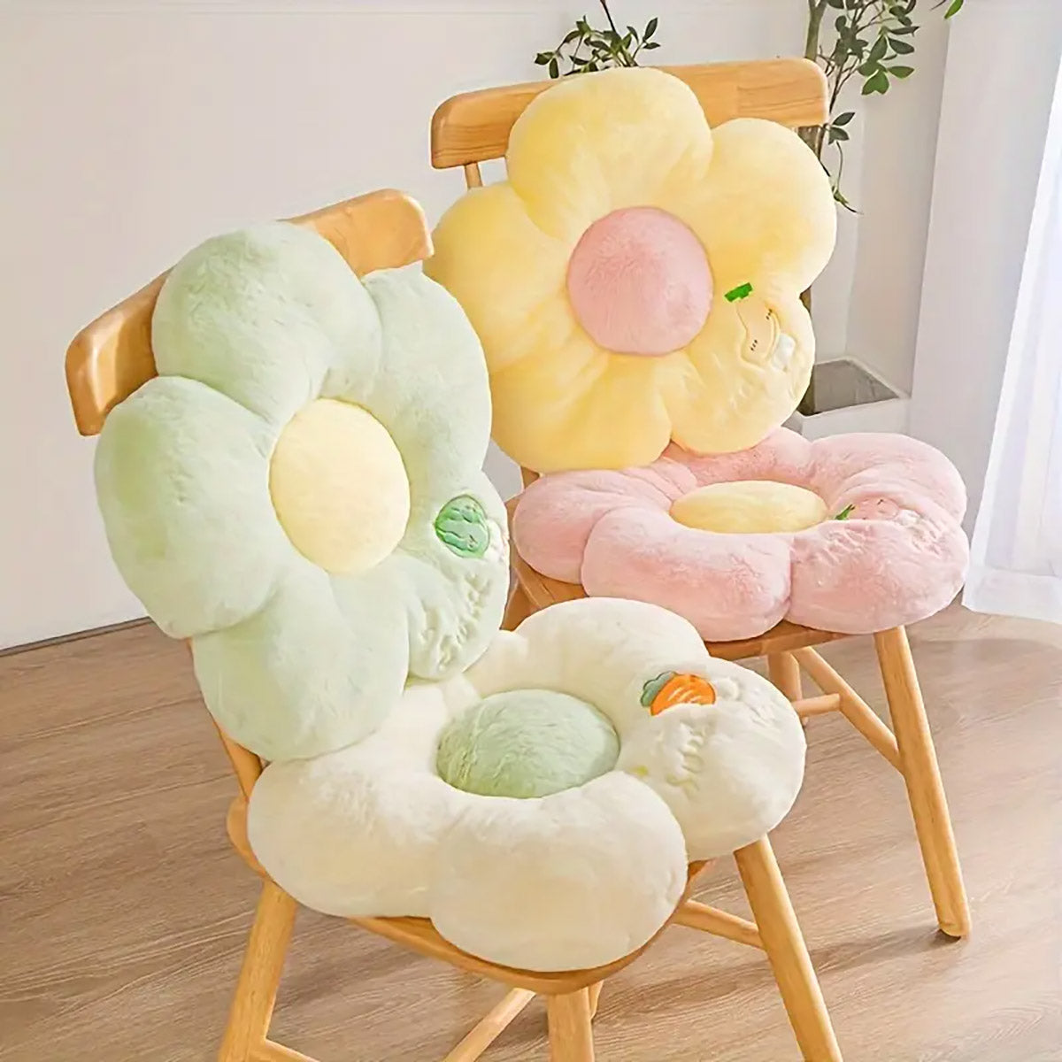 Thick Padded Sunflower Plush Floor Cushion