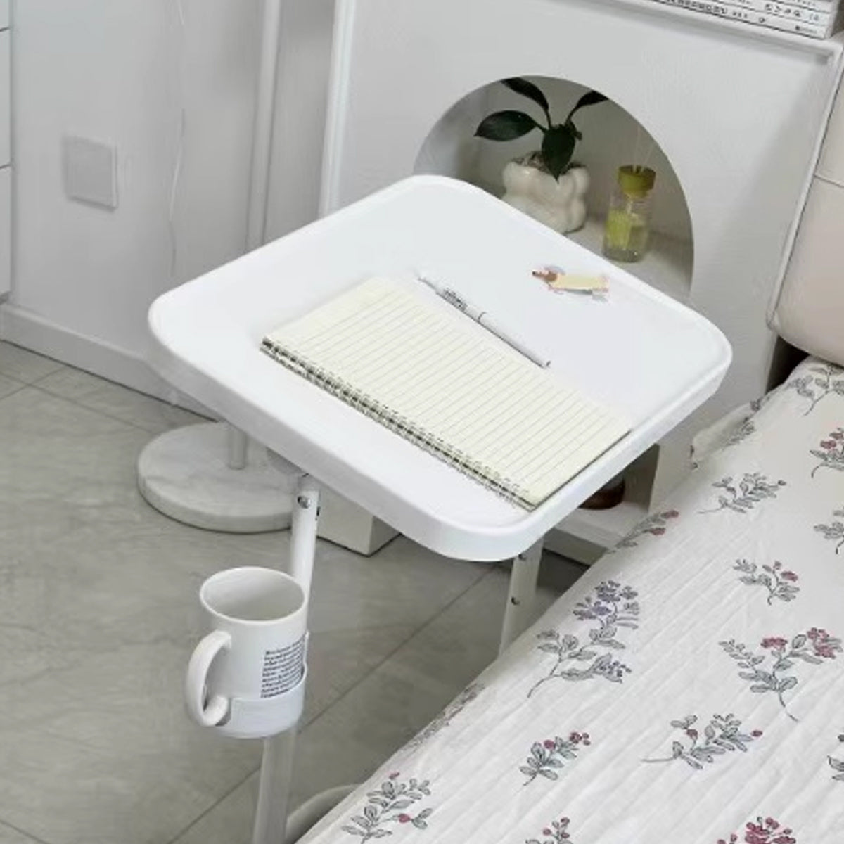 Mobile Laptop Cart Featuring Tilt Top and Cup Holder
