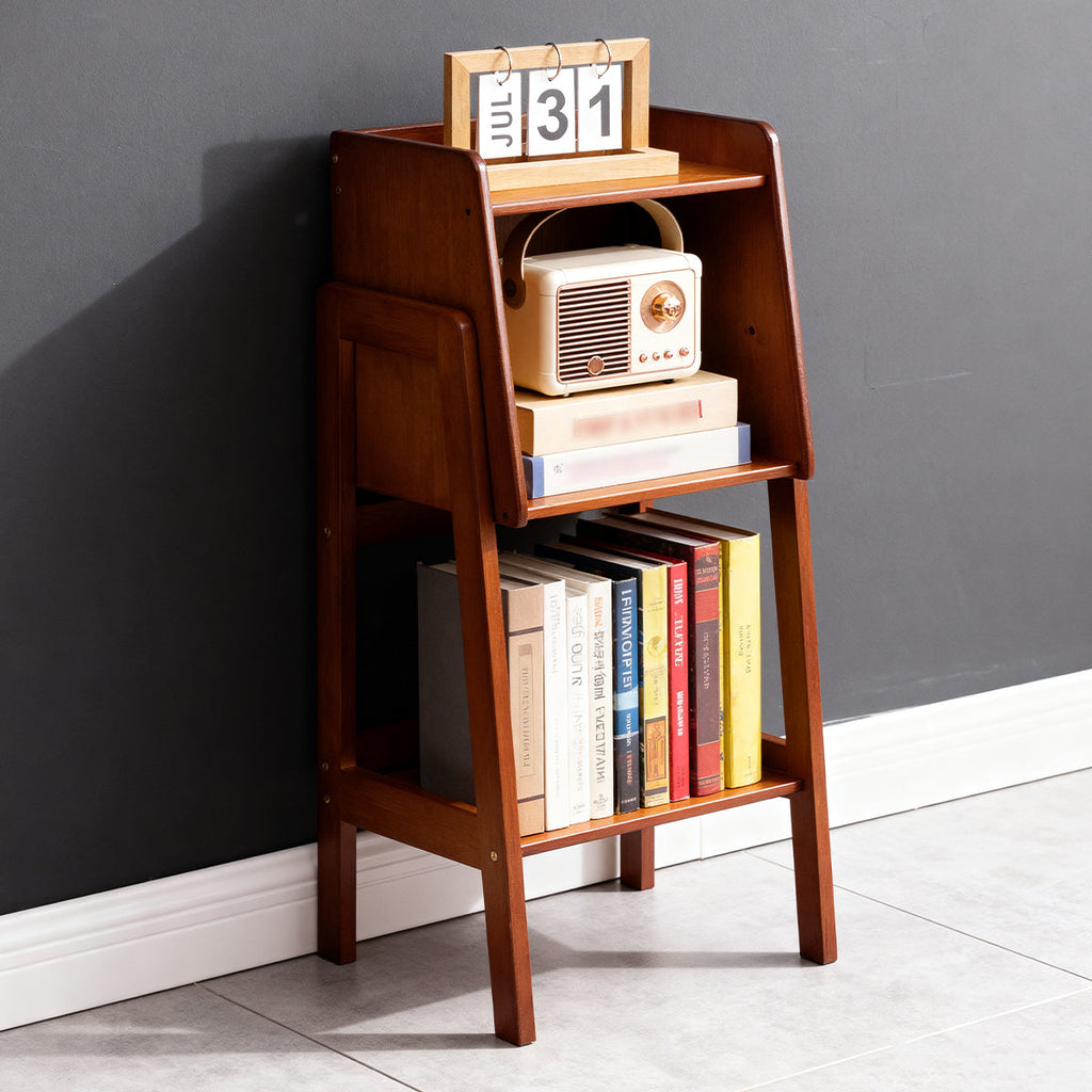 Open Bamboo Bookcase Featuring Storage Compartments