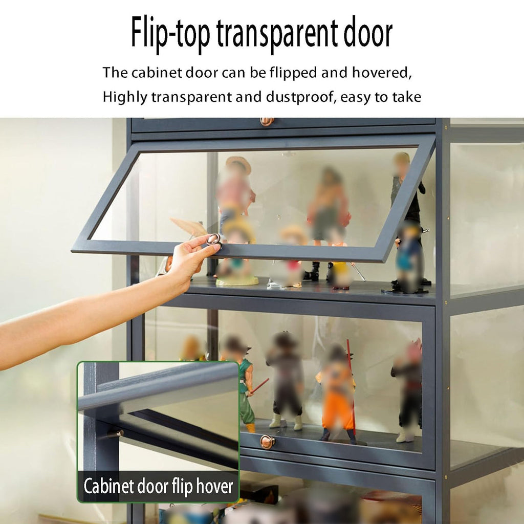 3 Tier Storage Shelf Unit 60x32x106cm Clear Door Durable for Kitchen Garage Use