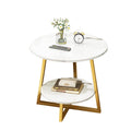 2-Tier Round Side Table with Marble-Look Top