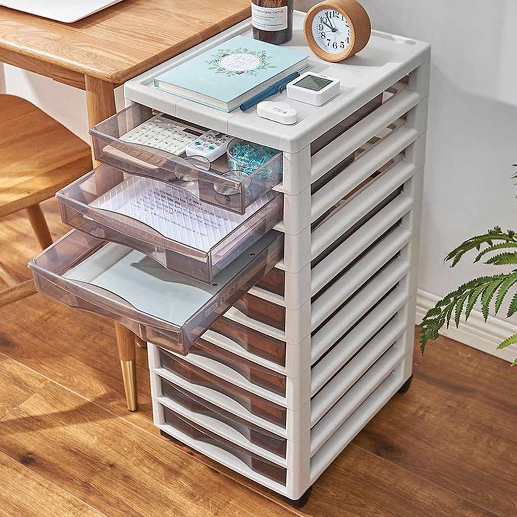 Mobile 10-Drawer Plastic Tower with Clear Fronts