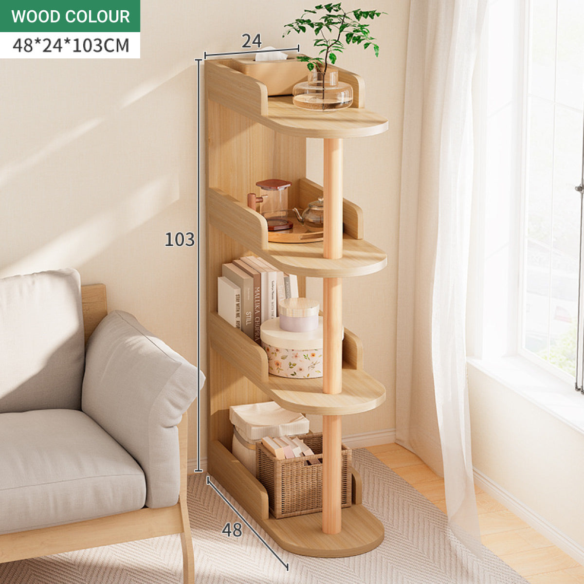 Space-Saving 4-Tier Slim Storage Shelf