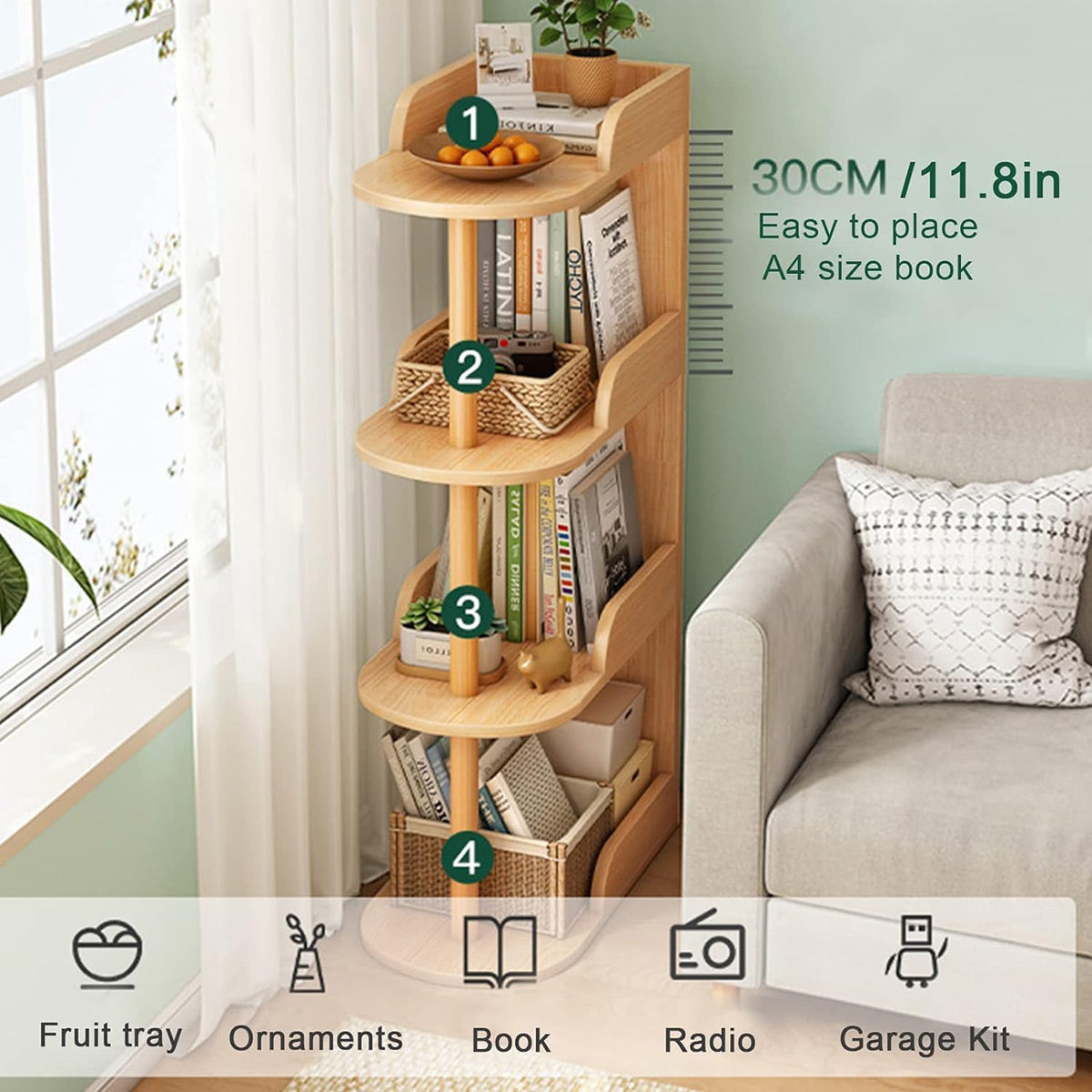 Space-Saving 4-Tier Slim Storage Shelf