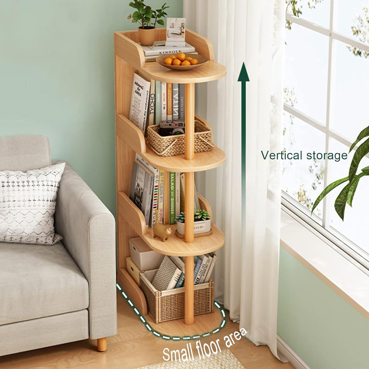Space-Saving 4-Tier Slim Storage Shelf