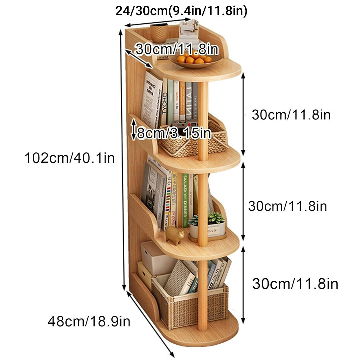 Space-Saving 4-Tier Slim Storage Shelf