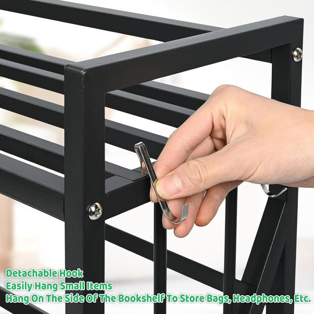 Mobile 3-Tier Steel Trolley Featuring Side Hooks