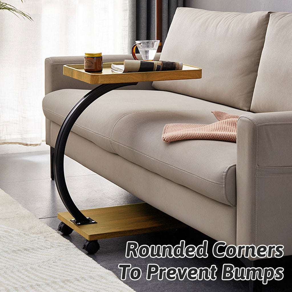 Mobile Wood and Metal Coffee Side Table