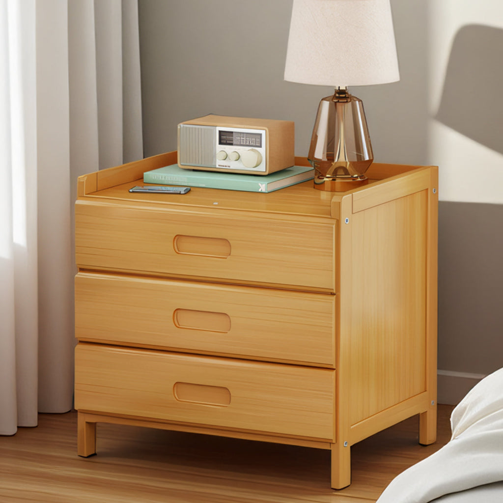 Small Multi-layer Solid Wood Bedroom Nightstand with Drawer Space Saving Bedroom