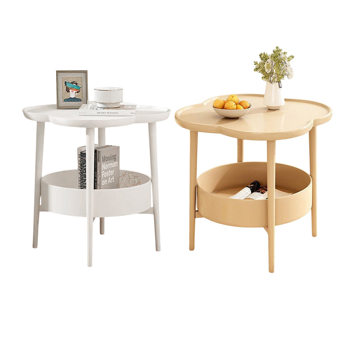 Two-Tier Clover-Shaped Side Table