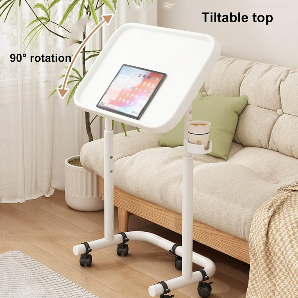 Mobile Laptop Cart Featuring Tilt Top and Cup Holder