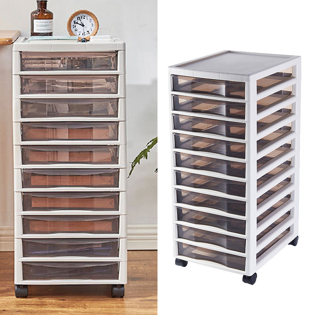 Mobile 10-Drawer Plastic Tower with Clear Fronts