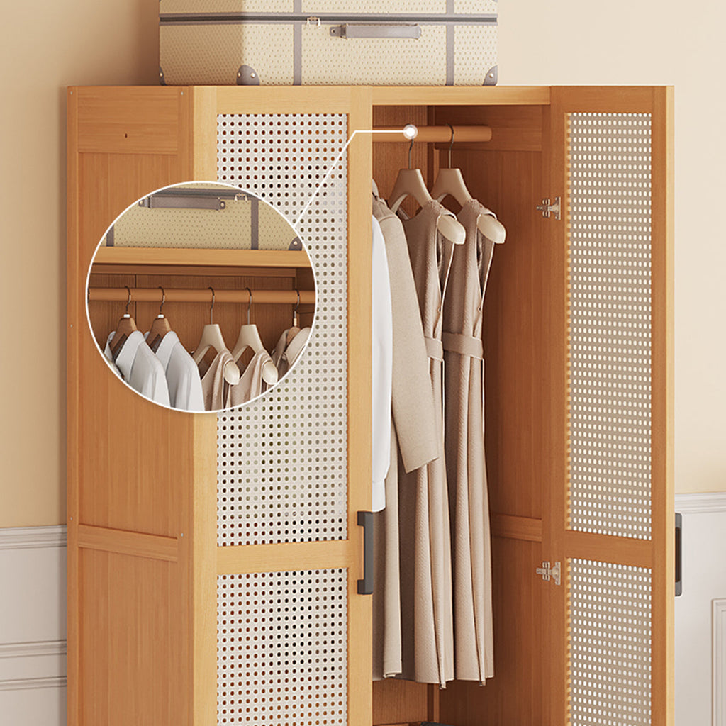 Minimalist Wardrobe with Doors Bamboo Durable for Bedroom Clothes Storage Use