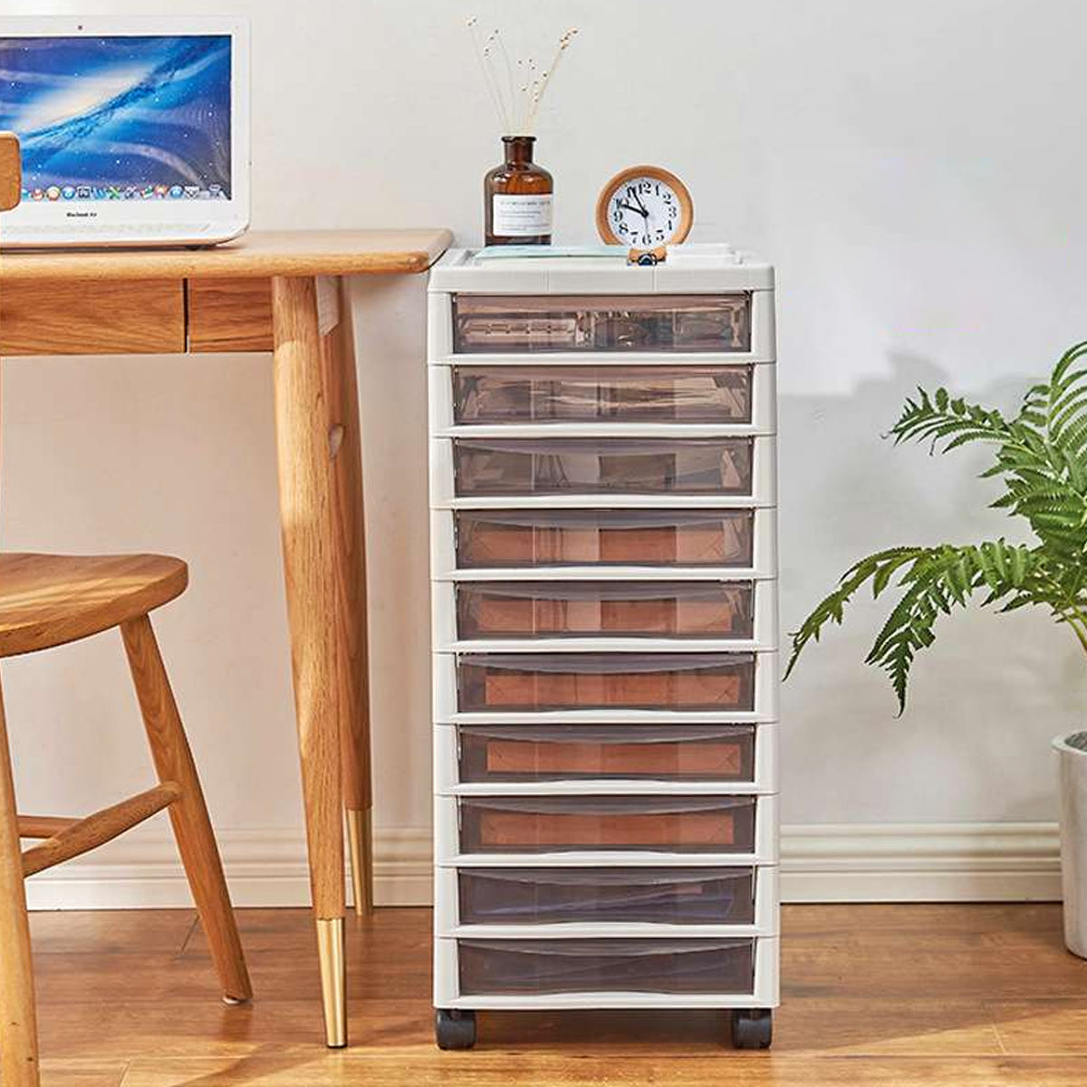 Mobile 10-Drawer Plastic Tower with Clear Fronts