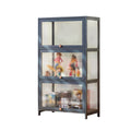 3 Tier Storage Shelf Unit 60x32x106cm Clear Door Durable for Kitchen Garage Use