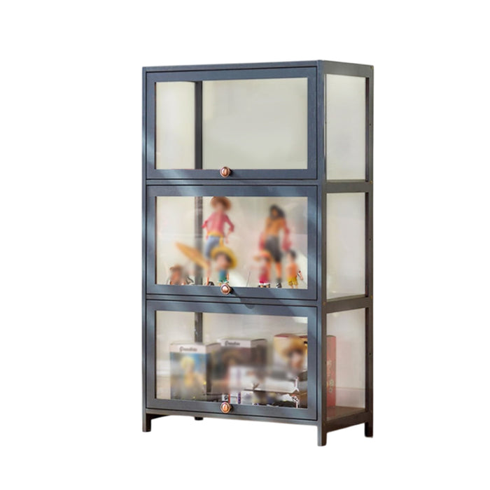 3 Tier Storage Shelf Unit 60x32x106cm Clear Door Durable for Kitchen Garage Use