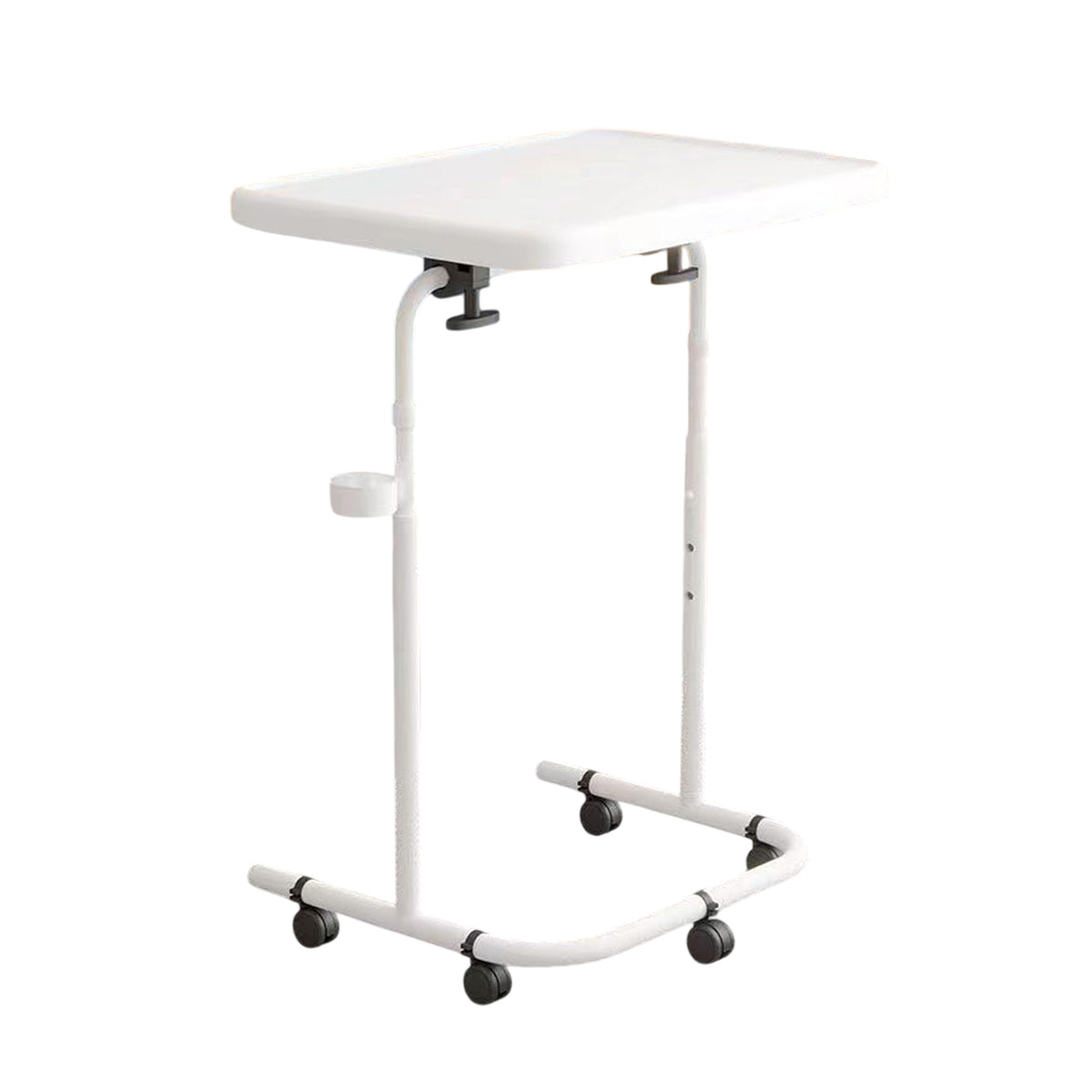 Mobile Laptop Cart Featuring Tilt Top and Cup Holder