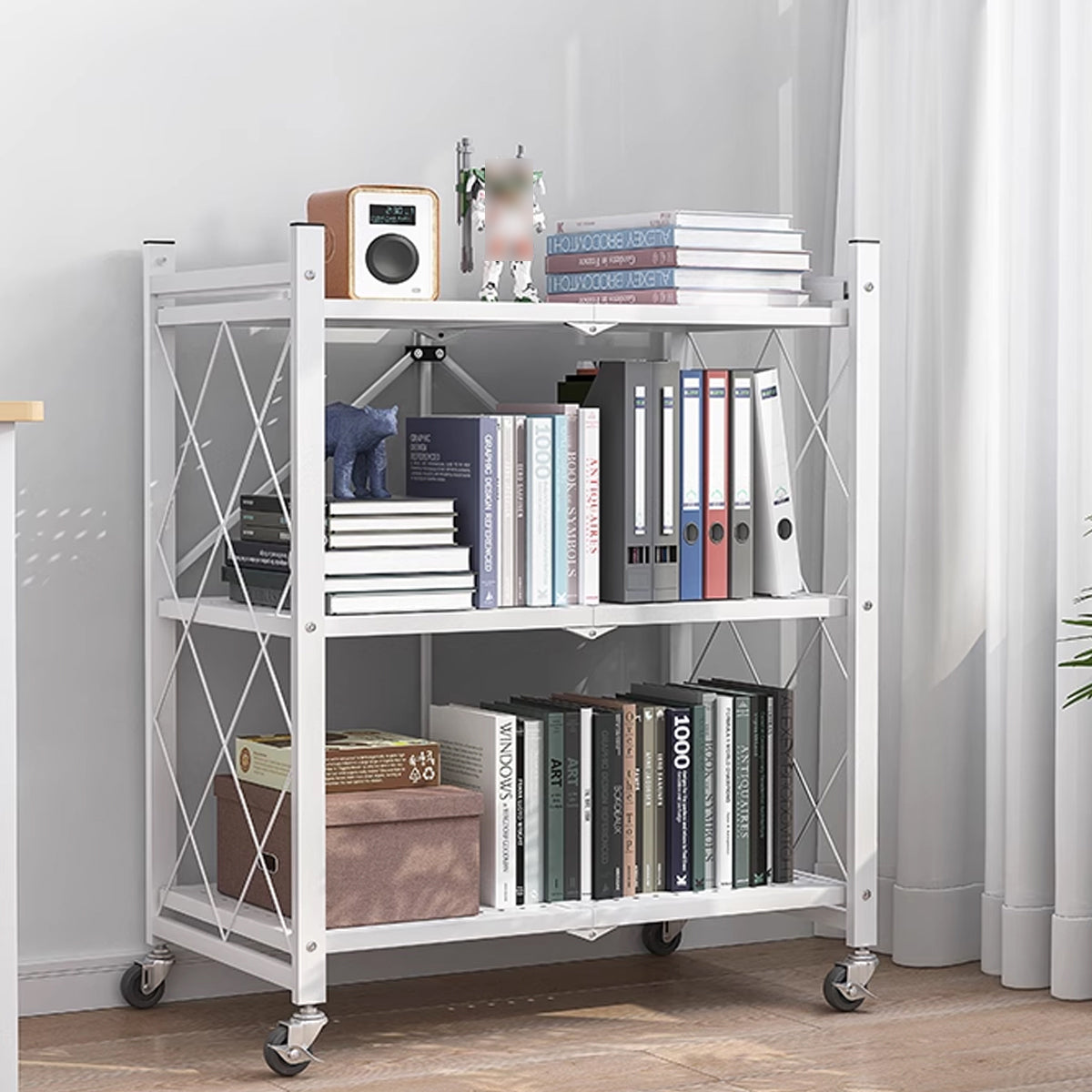 Ready-to-Use Foldable Kitchen Trolley on Wheels