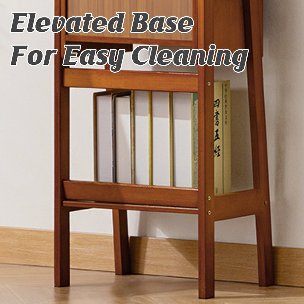 Open Bamboo Bookcase Featuring Storage Compartments