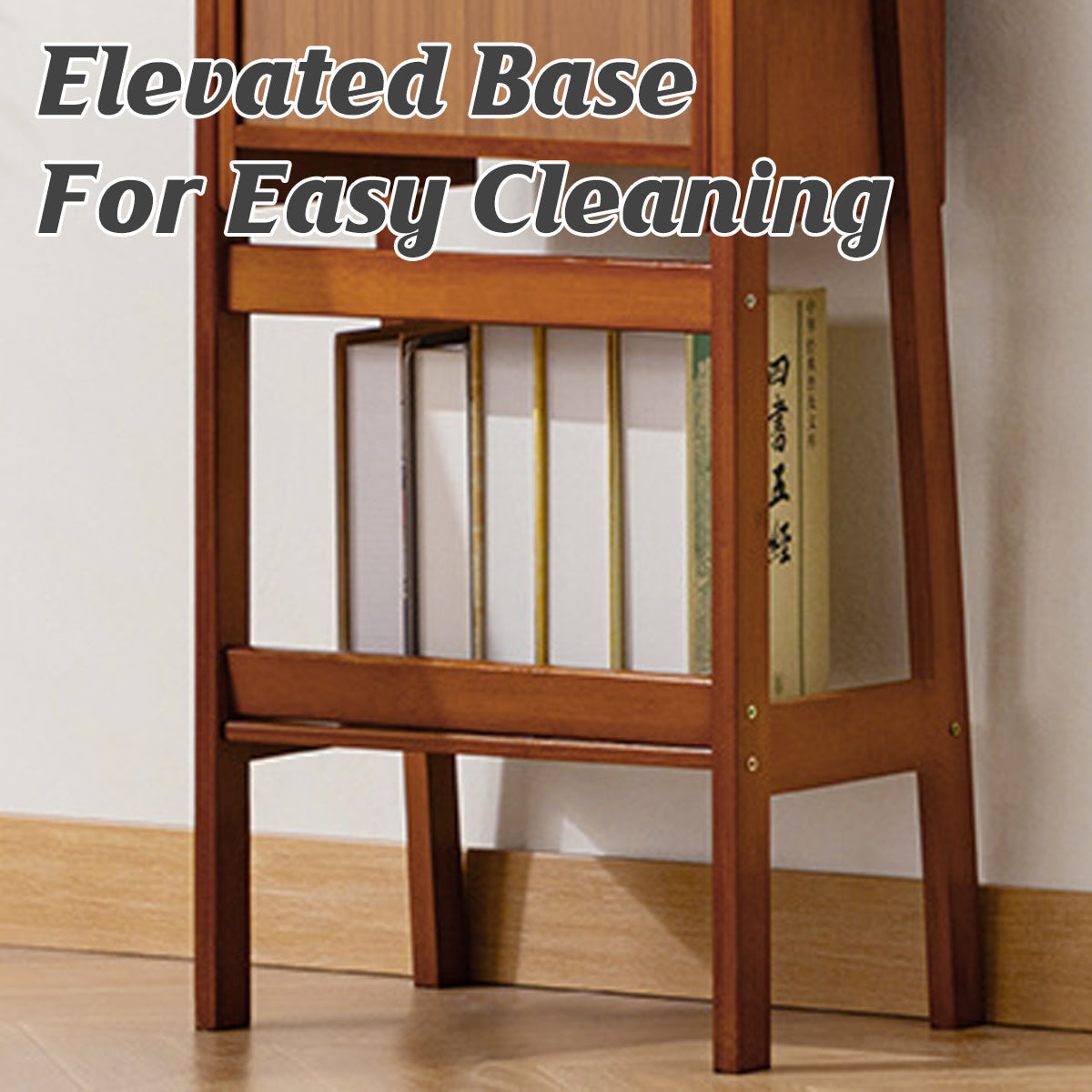 Open Bamboo Bookcase Featuring Storage Compartments