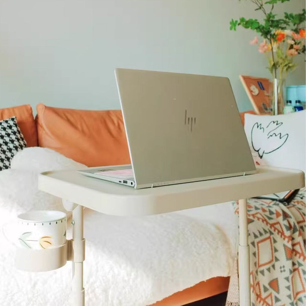 Mobile Laptop Cart Featuring Tilt Top and Cup Holder